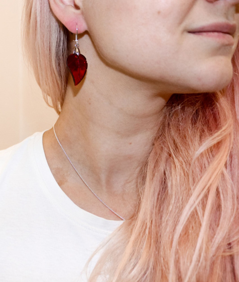 Kolczyki "Bordowy liść"